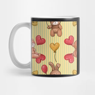 Teddy and Bunny cute stripes Mug